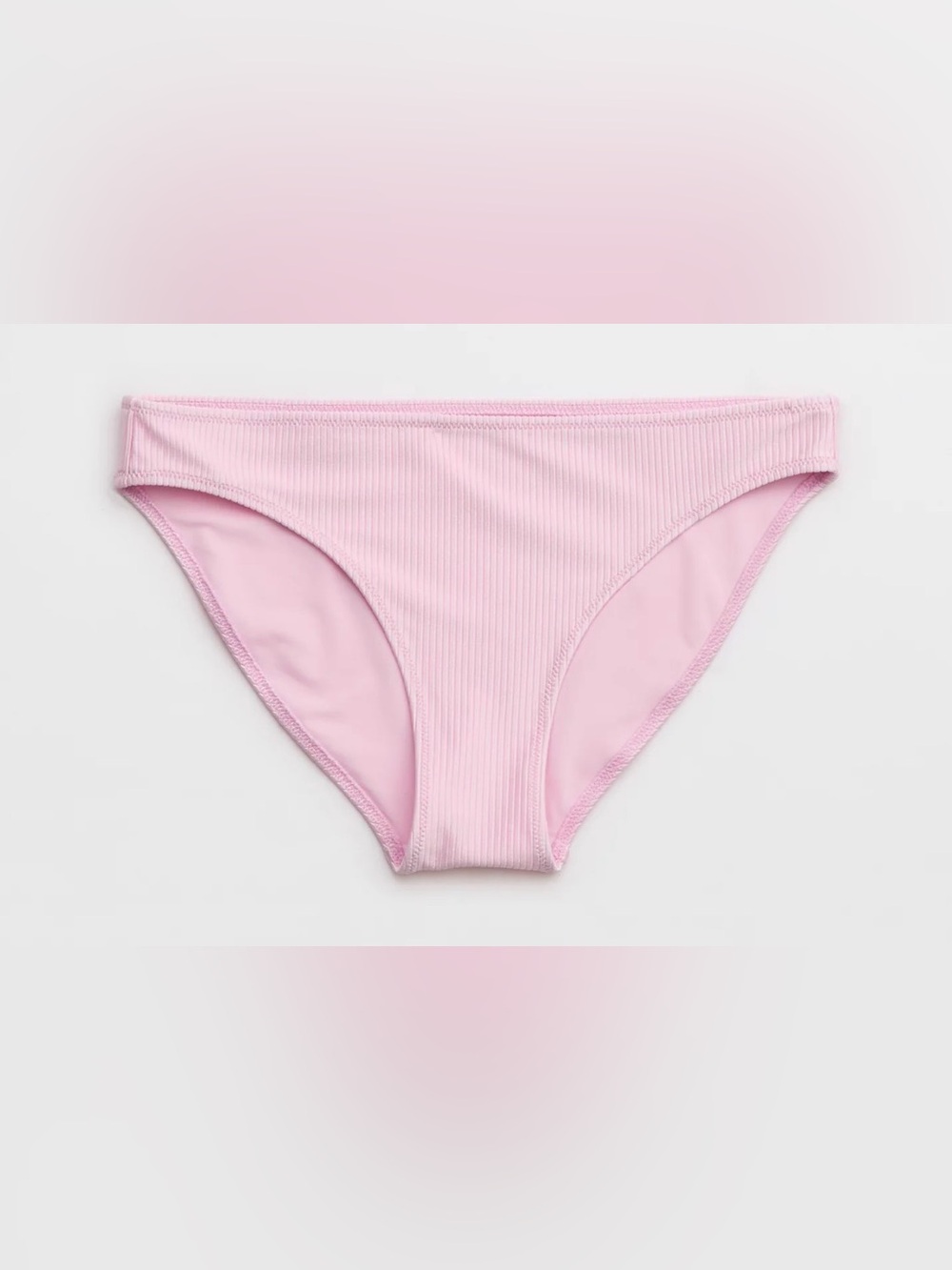 NWT Aerie Shine Rib Full Coverage Bikini Bottom Light Parfait Pink - Sz S